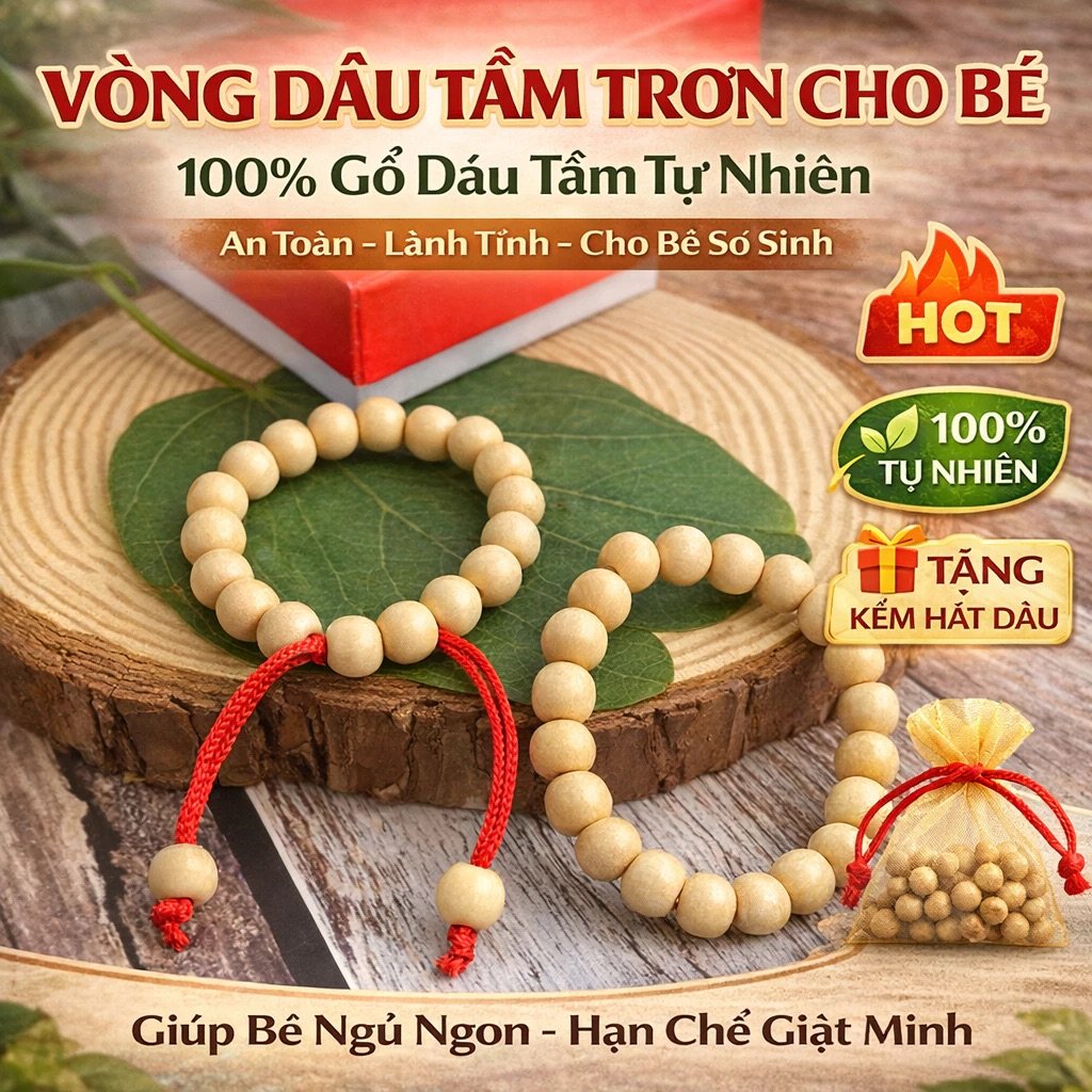 Vòng Dâu Tằm Cho Bé Trai & Bé Gái – Ngủ Ngon, Bình An, May Mắn